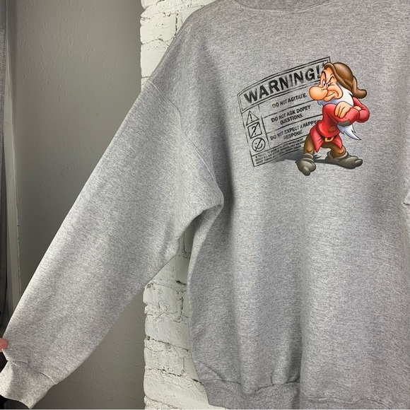 Disney Grumpy Vintage Long Sleeve Sweatshirt Crew Chunky Oversized Large - Picture 7 of 7
